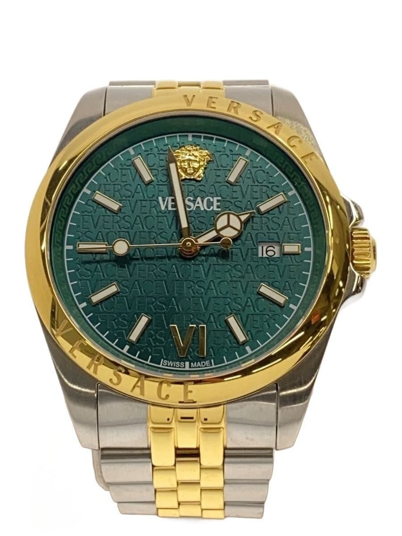 Versace Anteo Green Quartz Men's Wristwatch VE9H00924: Versace Anteo Green Quartz Men's Wristwatch VE9H00924 This is a Versace Anteo Medusa Quartz wristwatch designed for men. Made in Switzerland, the watch features a green color scheme and displays the i