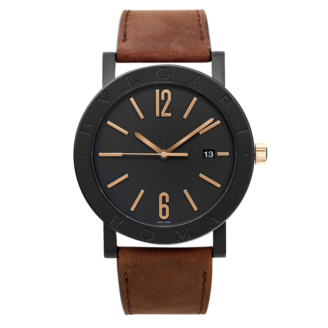 Bvlgari Solotempo 41mm Black DLC Steel Automatic Watch with Box & Papers: Bvlgari Solotempo 41mm Black DLC Steel Automatic Watch with Box & Papers The Bvlgari Solotempo 41mm Men's Watch is a luxurious wristwatch featuring a striking black dial and crafted from durable DLC c