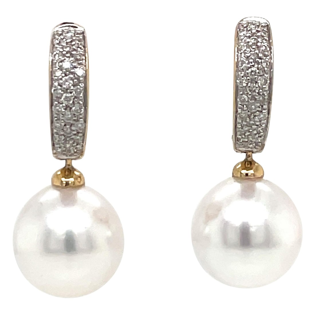 Harbor Diamonds 14K Yellow Gold Diamond South Sea Hoop Earrings 0.25ct: Harbor Diamonds 14K Yellow Gold Diamond South Sea Hoop Earrings 0.25ct Elevate your elegance with these stunning 14 Karat Yellow Gold Diamond South Sea Hoop Drop Earrings. Crafted from fine 14k yellow