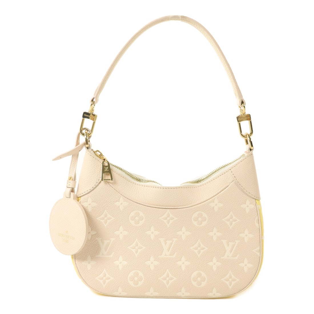 Louis Vuitton Bagatelle MM M46113 Monogram Empreinte Leather Shoulder Bag: Louis Vuitton Bagatelle MM M46113 Monogram Empreinte Leather Shoulder Bag A Louis Vuitton Bagatelle MM 2 Way Shoulder Bag in Monogram Empreinte leather, presented in a pink and yellow color combinatio