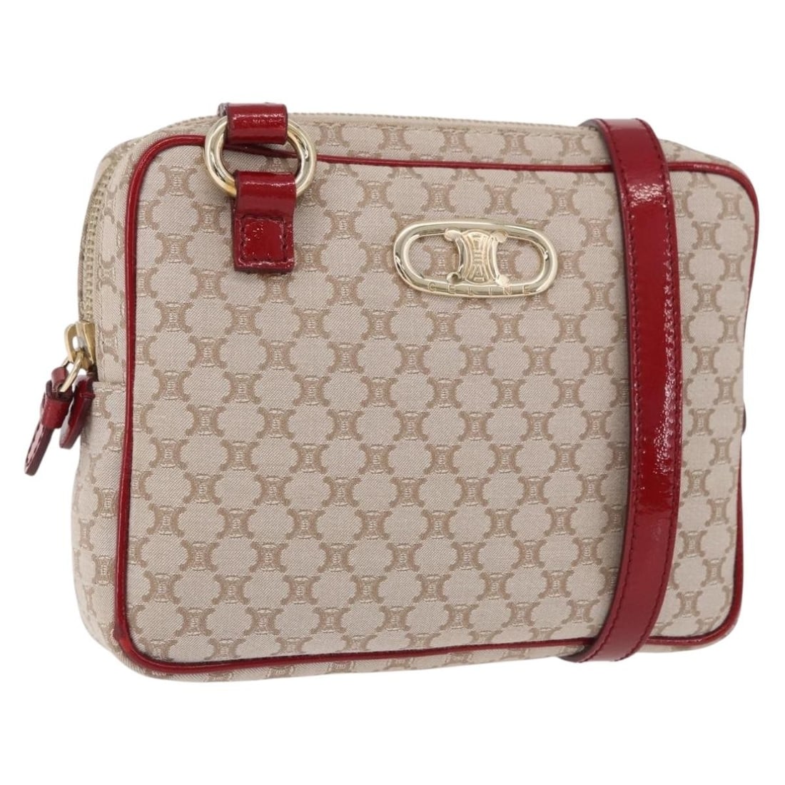 CELINE Macadam Canvas PVC Leather Shoulder Bag Beige Gold Italy: CELINE Macadam Canvas PVC Leather Shoulder Bag Beige Gold Italy Celine shoulder bag in Macadam canvas with PVC leather trim and a beige and gold colorway. Made in Italy, this women's bag includes a du