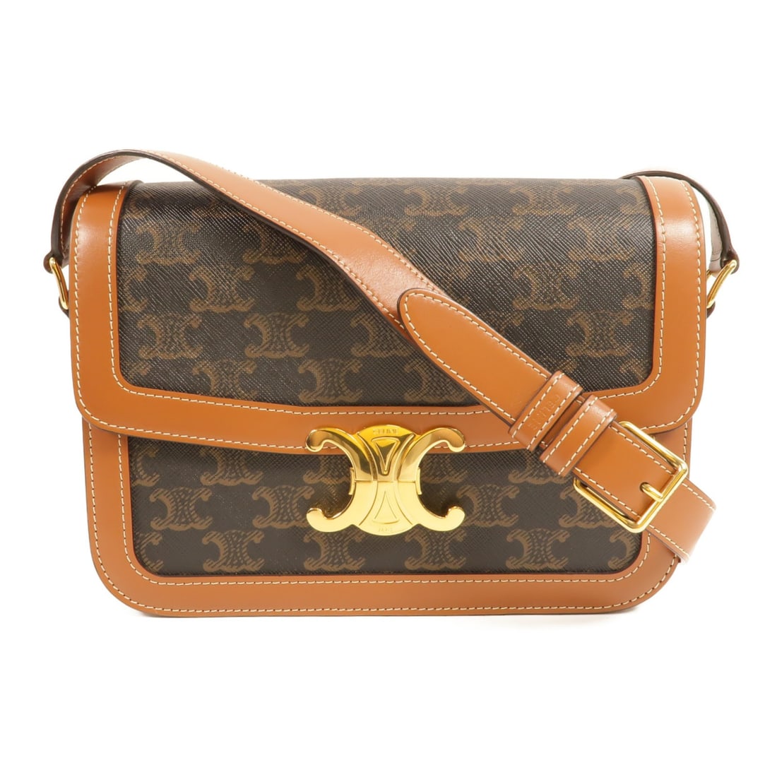 CELINE Classique Triomphe Brown Coated Canvas Shoulder Bag GHW (1 of 17)