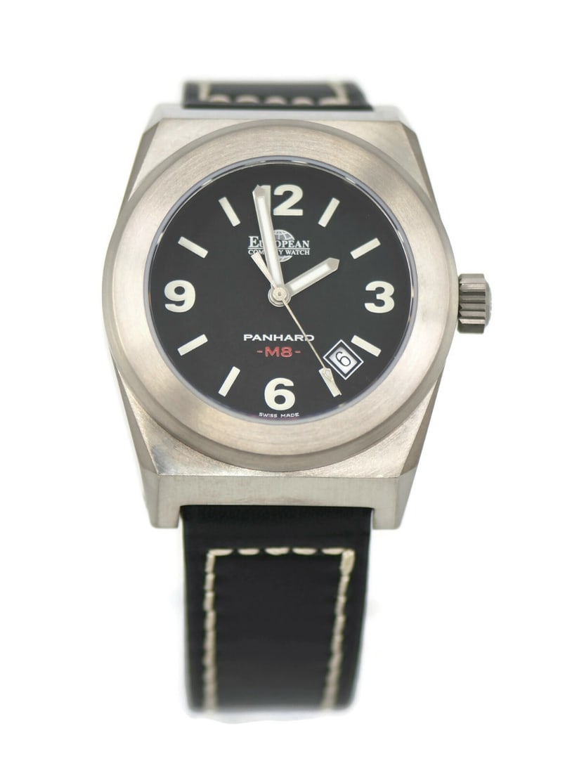 European Company Watch Panhard Stainless Steel PM8 40mm Leather Band: European Company Watch Panhard Stainless Steel PM8 40mm Leather Band Discover the elegance of the European Company Watch Panhard, a stunning wristwatch that combines classic design with durability. Th