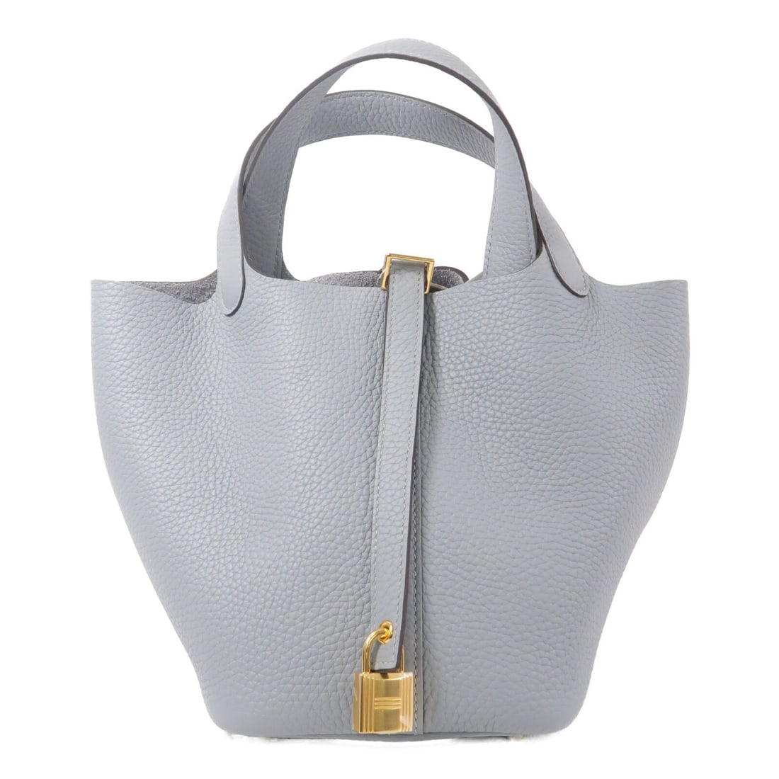 Hermes Picotin PM Taurillon Clemence Tote Gris Pantin: Hermes Picotin PM Taurillon Clemence Tote Gris Pantin A Hermes Picotin PM tote bag in gray Gris Pantin, crafted from Taurillon Clemence leather with calfskin (cowhide) details. This women's regular-si