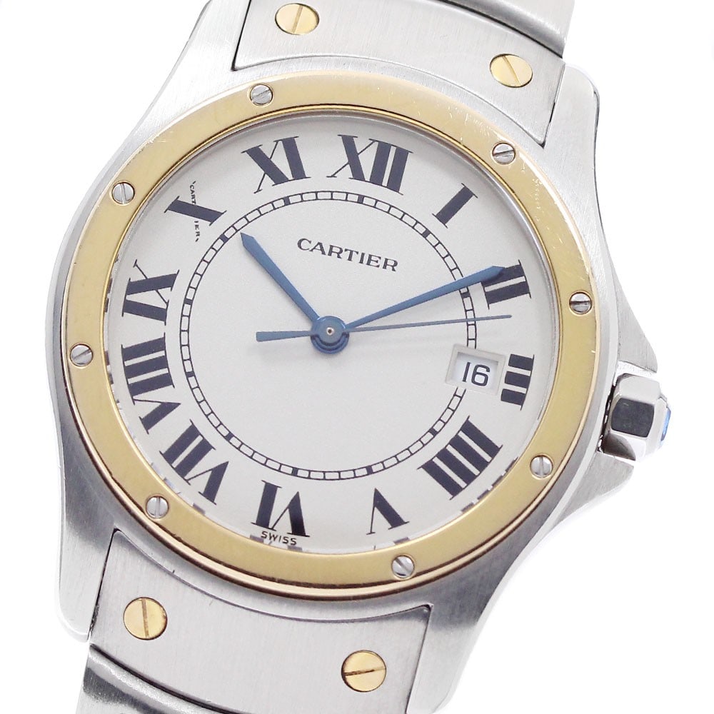 Cartier Santos Ronde MM W20037R3 Quartz SS YG Beige Dial Wristwatch: Cartier Santos Ronde MM W20037R3 Quartz SS YG Beige Dial Wristwatch Pre-owned Cartier Santos Ronde MM wristwatch in stainless steel and yellow gold, with a beige dial and quartz movement. This unisex 