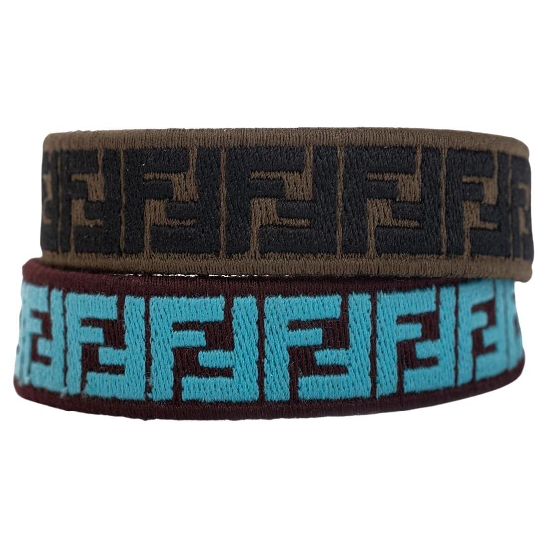 Fendi Monogram Set of 2 Turquoise Straps with Gold Hardware (1 of 7)