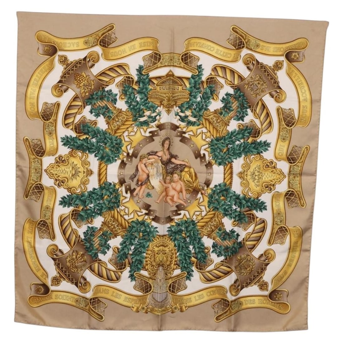 Hermes Dans Les Esprits Carre 90 Silk Scarf Beige France (1 of 14)