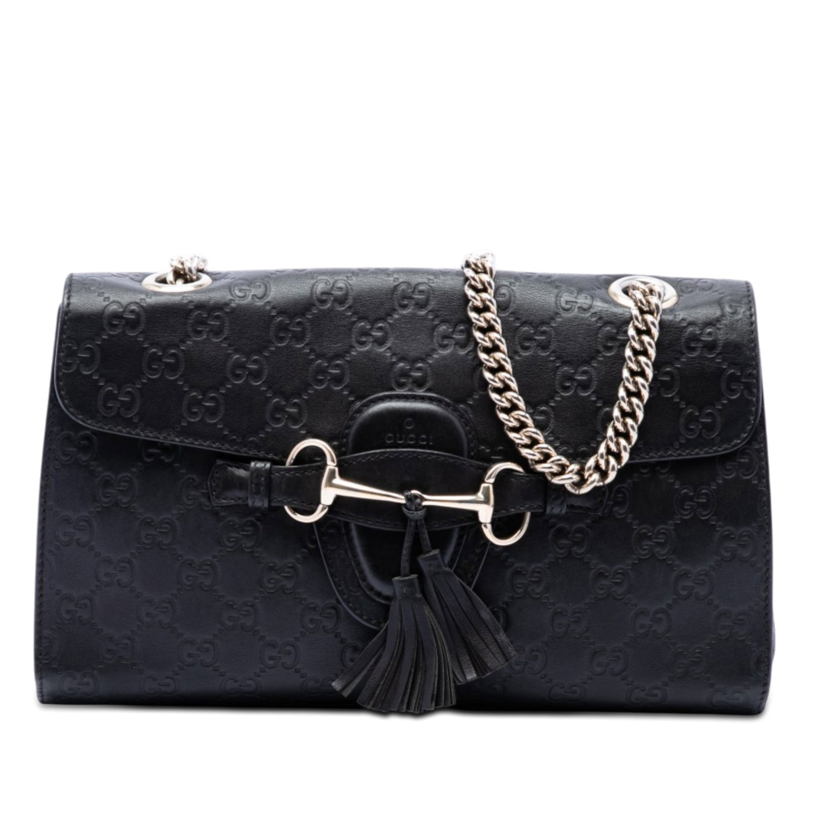 Gucci Emily Medium Guccissima Leather Shoulder Bag Black (1 of 6)