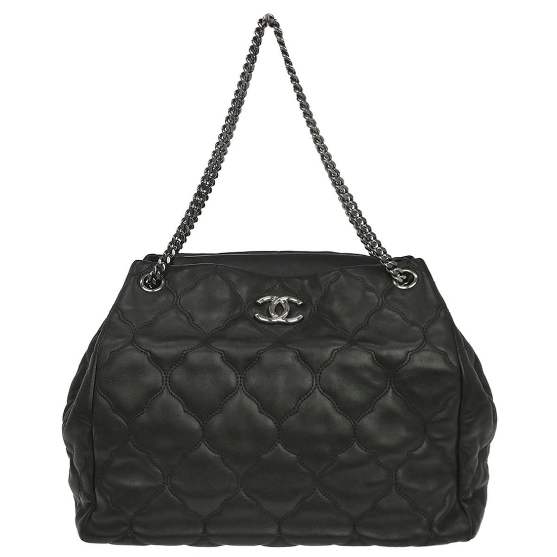 CHANEL Matelasse Medium Shoulder Tote Black Lambskin Chain Strap (1 of 15)