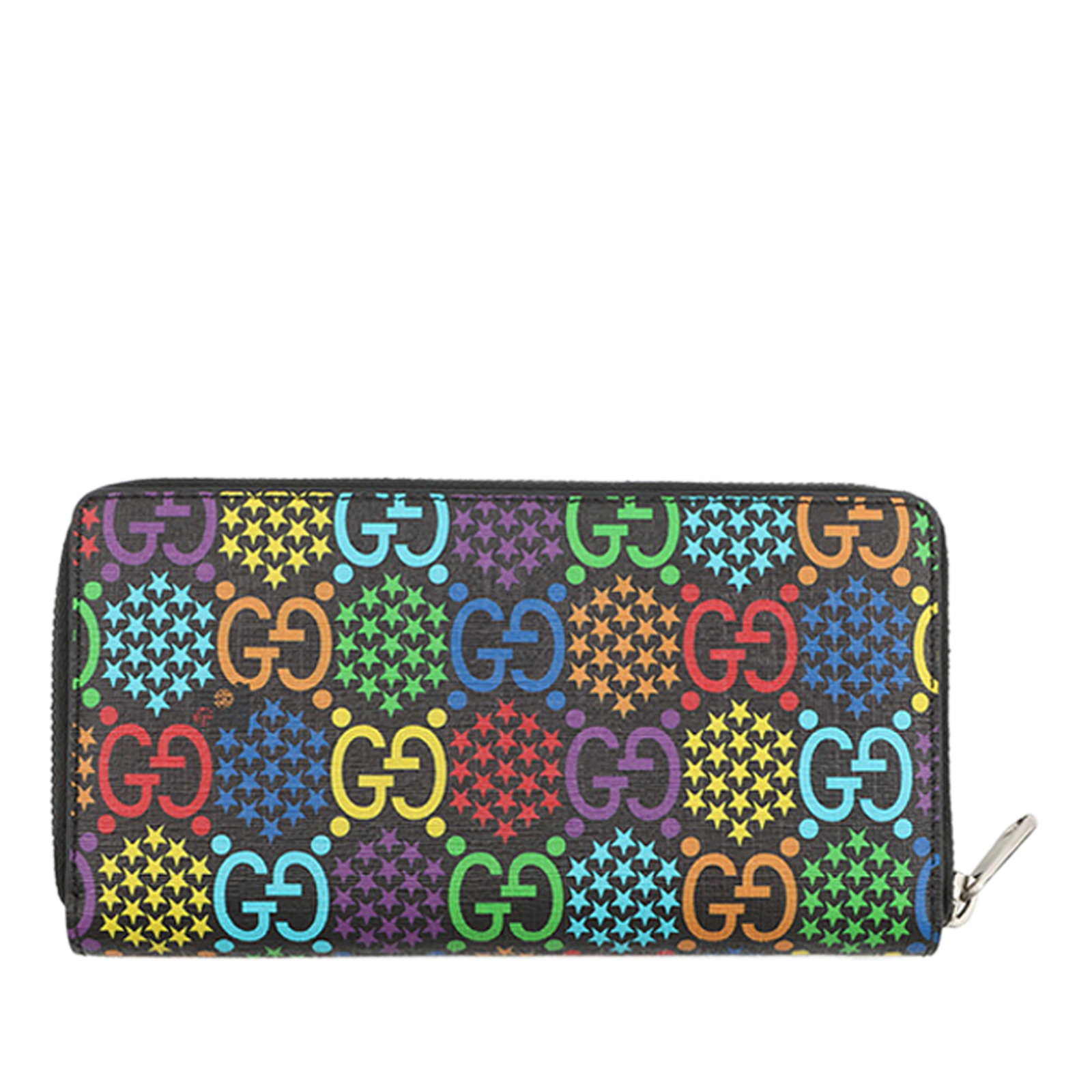 Gucci Psychedelic GG Supreme Long Zip Wallet: Gucci Psychedelic GG Supreme Long Zip Wallet Long wallet in coated canvas with a zip-around closure and interior zip and slip pockets. It is identified as a Gucci GG Supreme Psychedelic Zip Around Wal