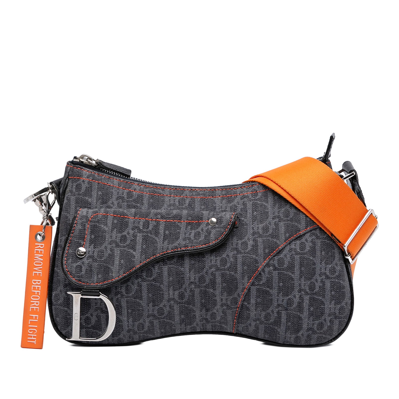 Dior Oblique Denim Flight Double Saddle Blue Canvas Crossbody Bag (1 of 9)