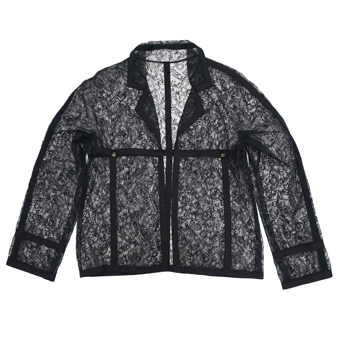 CHANEL Black Lace Cardigan Sweater Womens Size 38 (1 of 15)