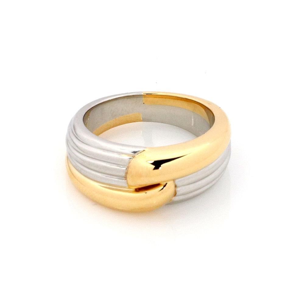 Bvlgari 18k Gold Ribbed Band Ring Bypass Design Size 6.25: Bvlgari 18k Gold Ribbed Band Ring Bypass Design Size 6.25 Elevate your style with this authentic Bvlgari band ring, expertly crafted from 18k yellow and white gold. The ring features a distinctive rib