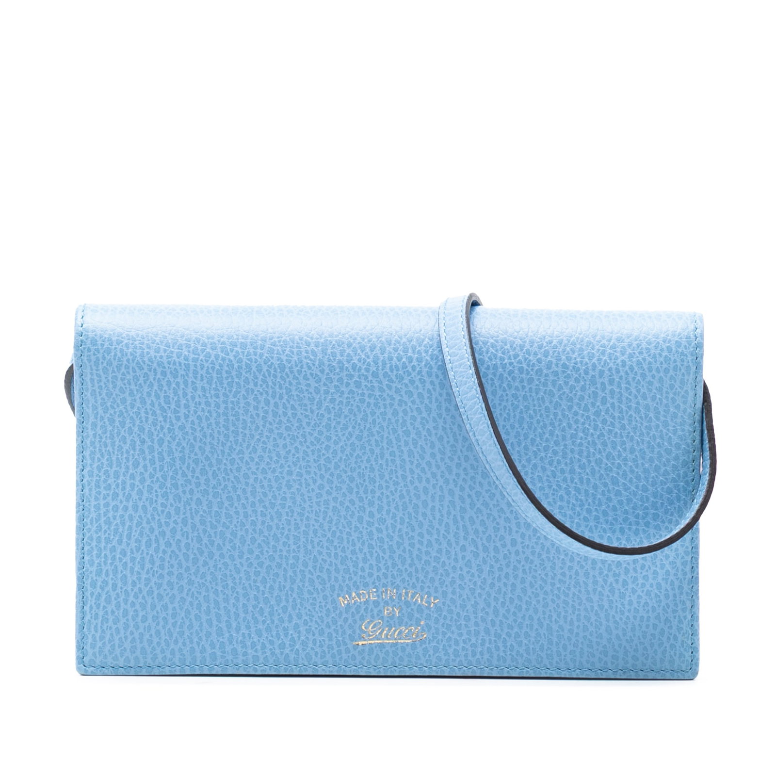 Gucci Swing Blue Leather Wallet Crossbody with Strap: Gucci Swing Blue Leather Wallet Crossbody with Strap This Gucci Dollar Calfskin Swing Wallet On Strap is crafted from blue leather and features an adjustable flat leather shoulder strap, a front flap 