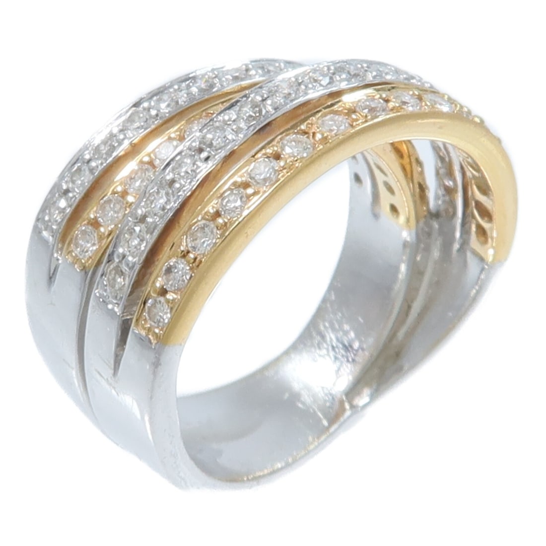 18K Yellow White Gold Diamond Ring Size 5 0.66ct (1 of 9)