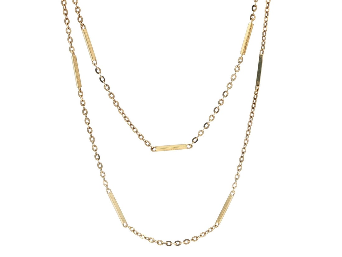 UnoAErre 14k Yellow Gold Bar Cable Link Necklace 24 In Italy (1 of 7)