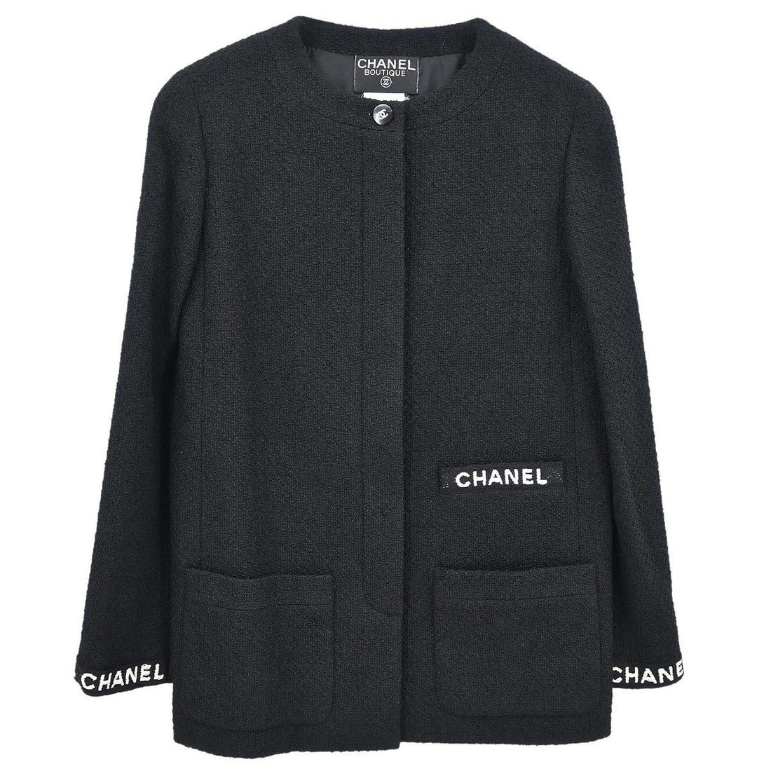Vintage Chanel Wool Nylon Jacket Size 38 Black France (1 of 10)