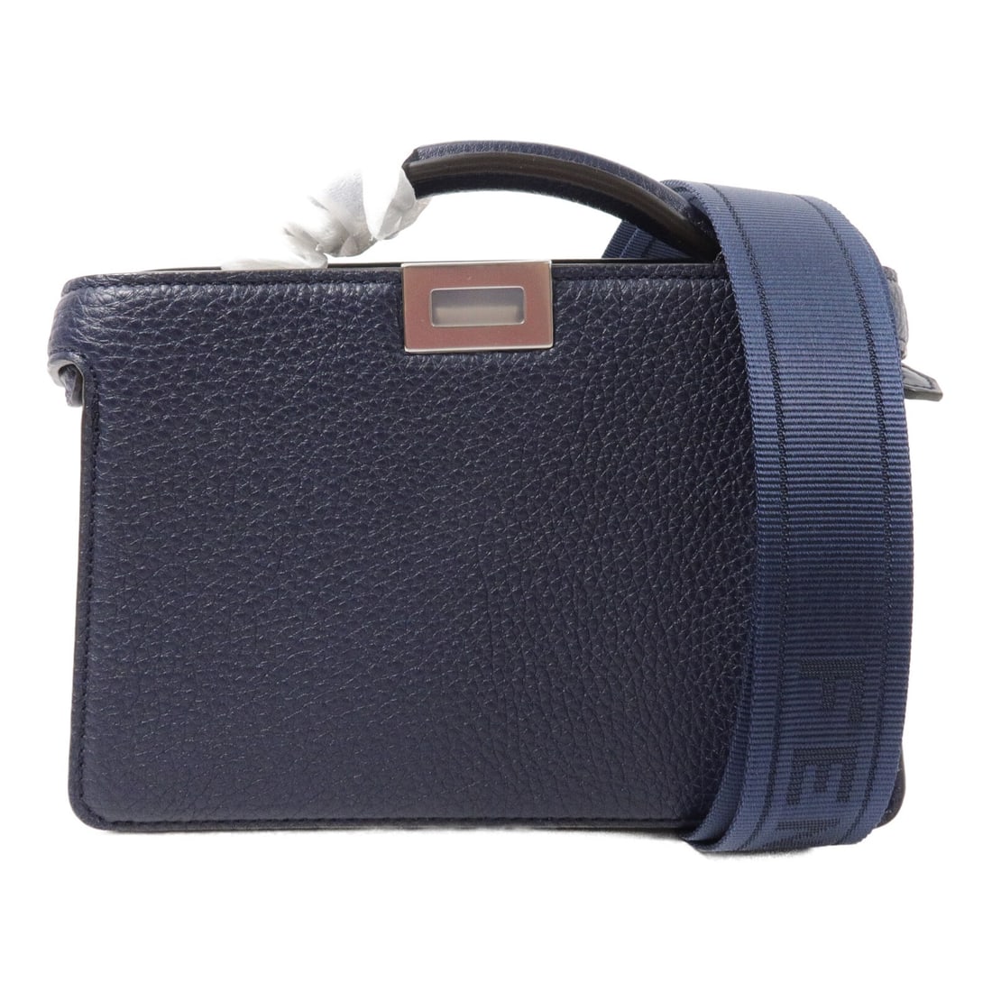 FENDI Peekaboo ISeeU X-Cross Calfskin Shoulder Bag 7VA582 Navy: FENDI Peekaboo ISeeU X-Cross Calfskin Shoulder Bag 7VA582 Navy FENDI SHW Peekaboo IseeU X-Cross Shoulder Bag 7VA582 is a navy calfskin leather bag in pristine A+ condition. It features a shoulder stra