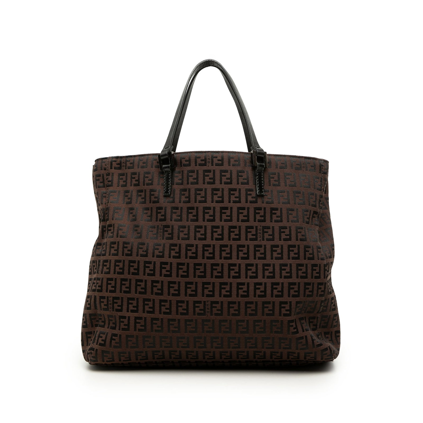 Fendi Zucchino Brown Canvas Tote Bag: Fendi Zucchino Brown Canvas Tote Bag Fendi Zucchino Canvas Tote in brown, made in Italy. This bag features a canvas body with flat leather handles, an open top, and interior zip and slip compartments.