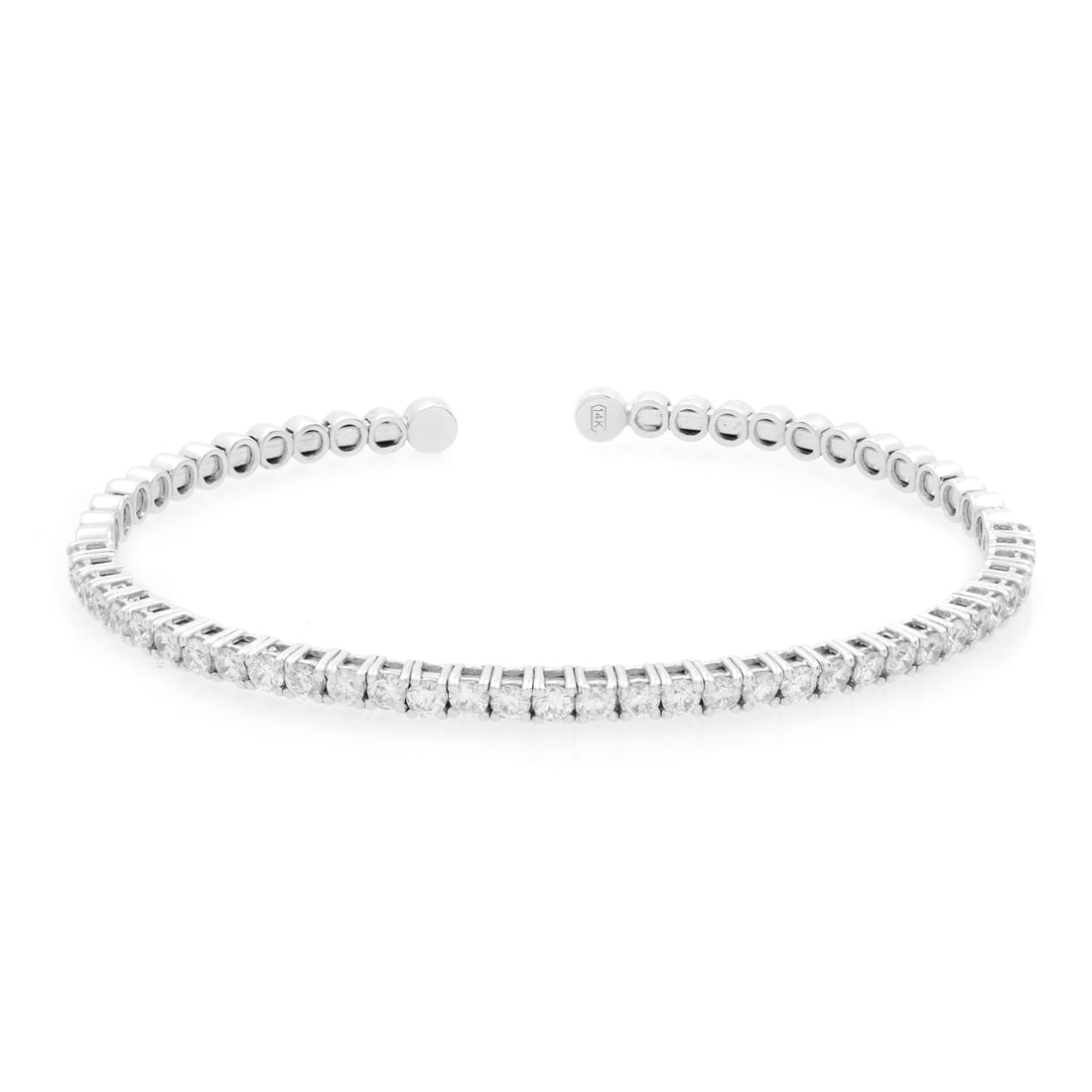 Rachel Koen 14K White Gold Diamond Cuff Bracelet 1.88cttw: Rachel Koen 14K White Gold Diamond Cuff Bracelet 1.88cttw This elegant cuff bracelet by Rachel Koen is crafted from 14K white gold and features a flexible design adorned with 1.88 carats of natural ro