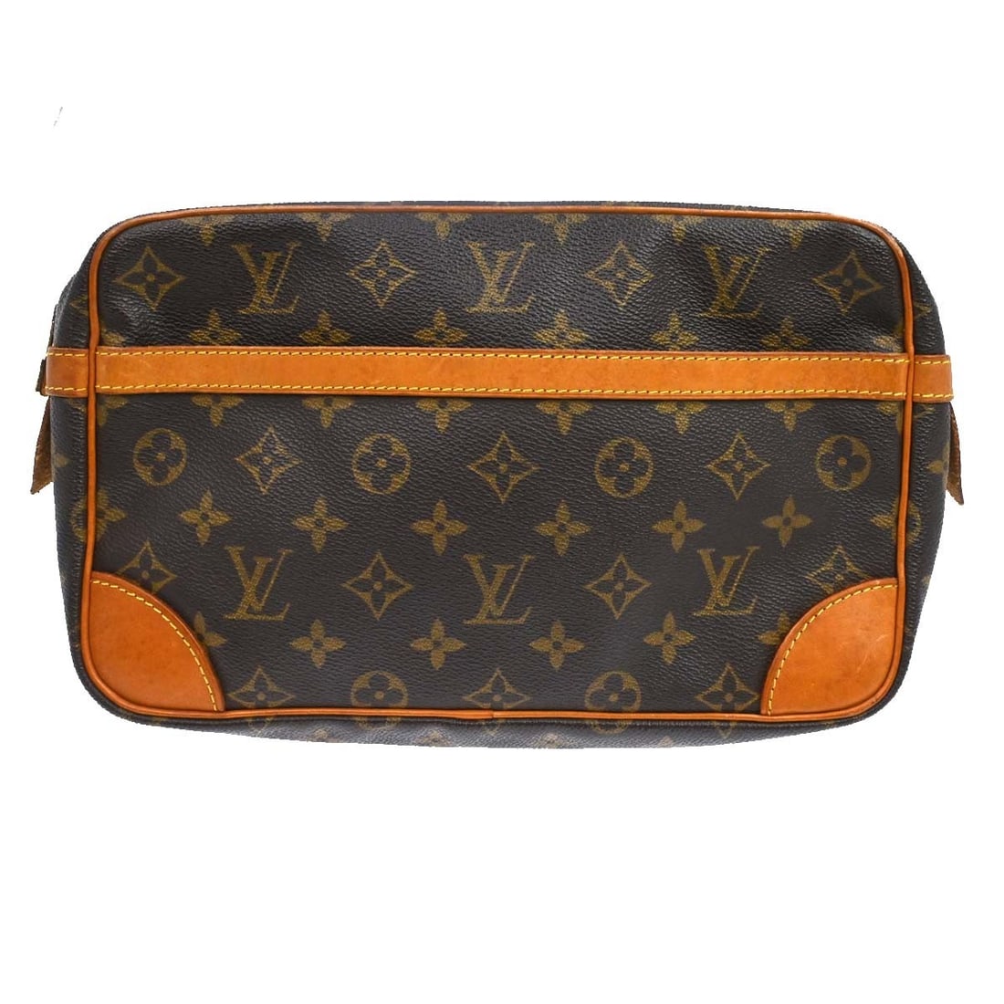 Louis Vuitton Compiegne 28 Monogram Canvas Clutch Bag M51845: Louis Vuitton Compiegne 28 Monogram Canvas Clutch Bag M51845 Vintage Louis Vuitton Compiegne 28 clutch handbag in brown Monogram canvas and leather. This zip-top clutch is made in France and features 