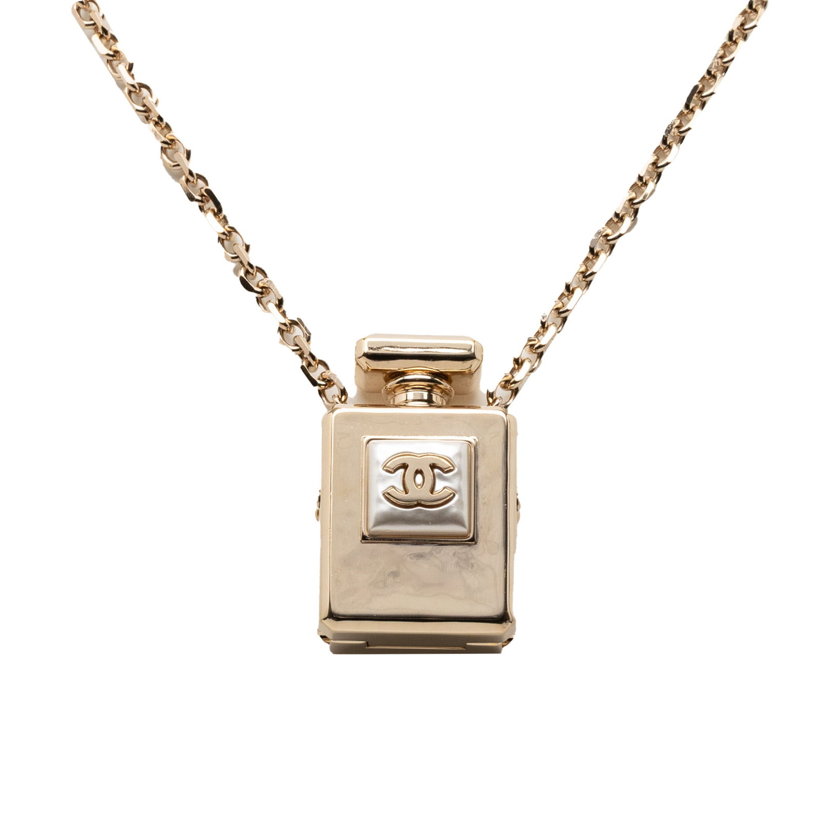 Chanel gold plated perfume bottle locket necklace (1 of 6)
