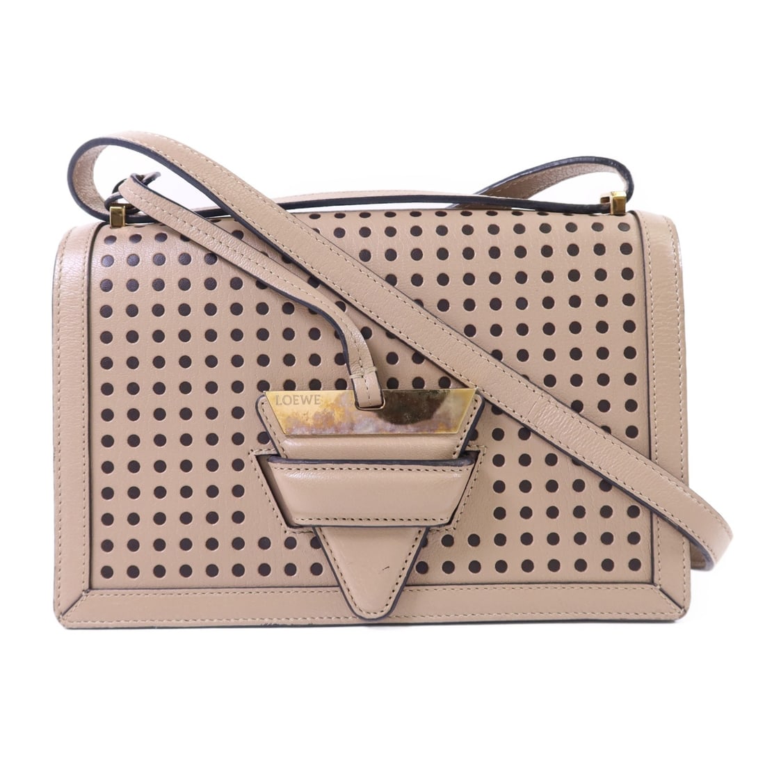 LOEWE Barcelona Shoulder Bag Beige Calfskin Leather GHW (1 of 18)