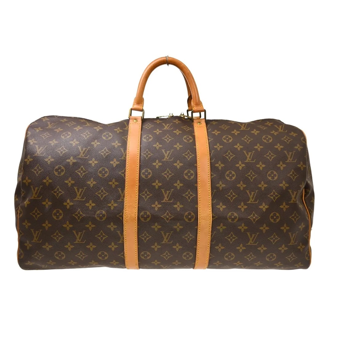 Louis Vuitton Keepall unisex brown canvas travel bag: Louis Vuitton Keepall unisex brown canvas travel bag Louis Vuitton Keepall unisex travel bag in brown canvas, made in France. The bag is described as in good condition with light scuffs, natural patin
