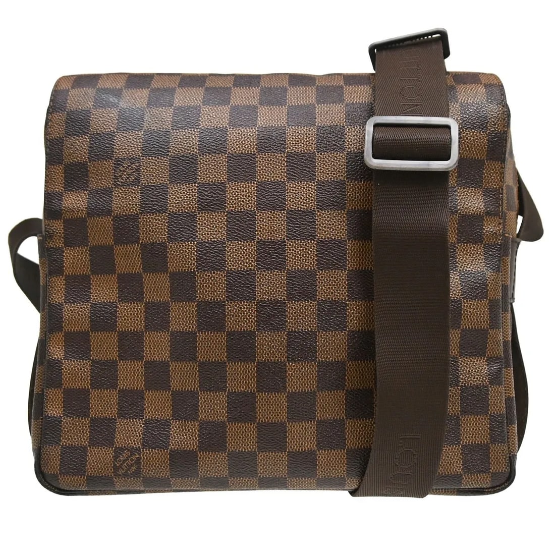 Louis Vuitton Naviglio Unisex Brown Damier Canvas Bag: Louis Vuitton Naviglio Unisex Brown Damier Canvas Bag Louis Vuitton Naviglio shoulder bag in brown Damier canvas with a unisex design. This piece is in good overall condition, with visible scratches, 