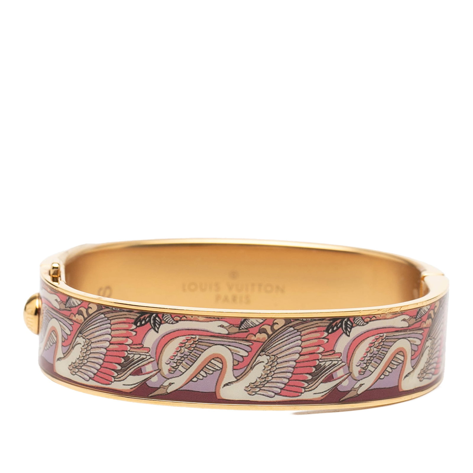 Louis Vuitton Monogram Confidential Pink Enamel Gold Plated Hinge Bracelet S (1 of 7)