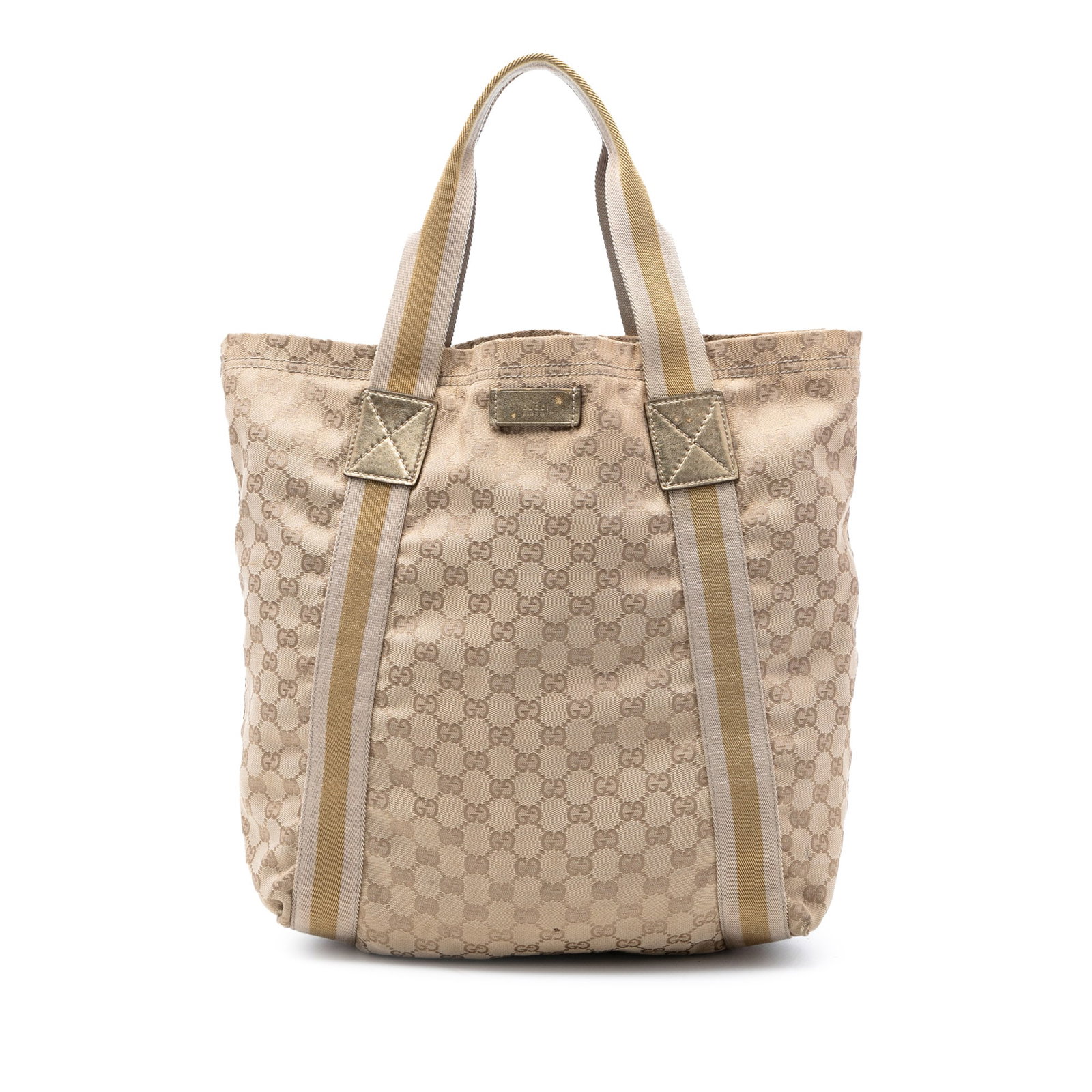 Gucci GG Canvas Web Tote Bag Beige Fabric: Gucci GG Canvas Web Tote Bag Beige Fabric Gucci GG Canvas Web Tote with a canvas body, flat canvas straps, an open top, and interior slip pockets. This Italy-made tote is presented in beige fabric and