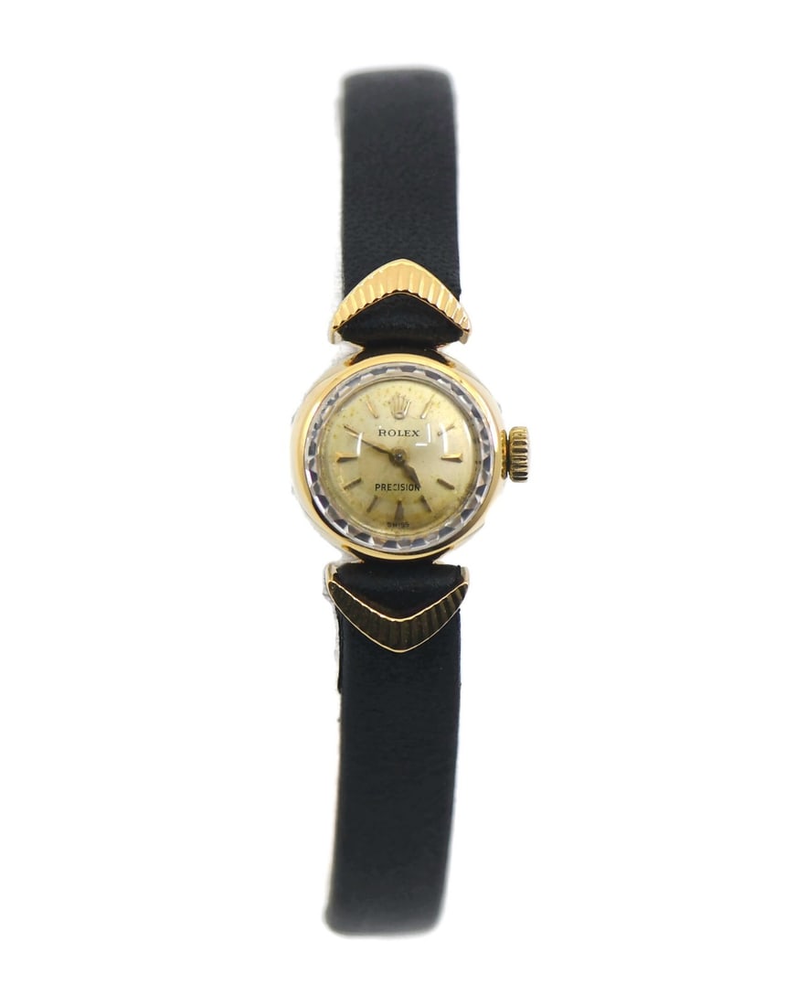 Rolex 18K Yellow Gold Women Wristwatch Mechanical Manual Fabric Band (1 of 5)