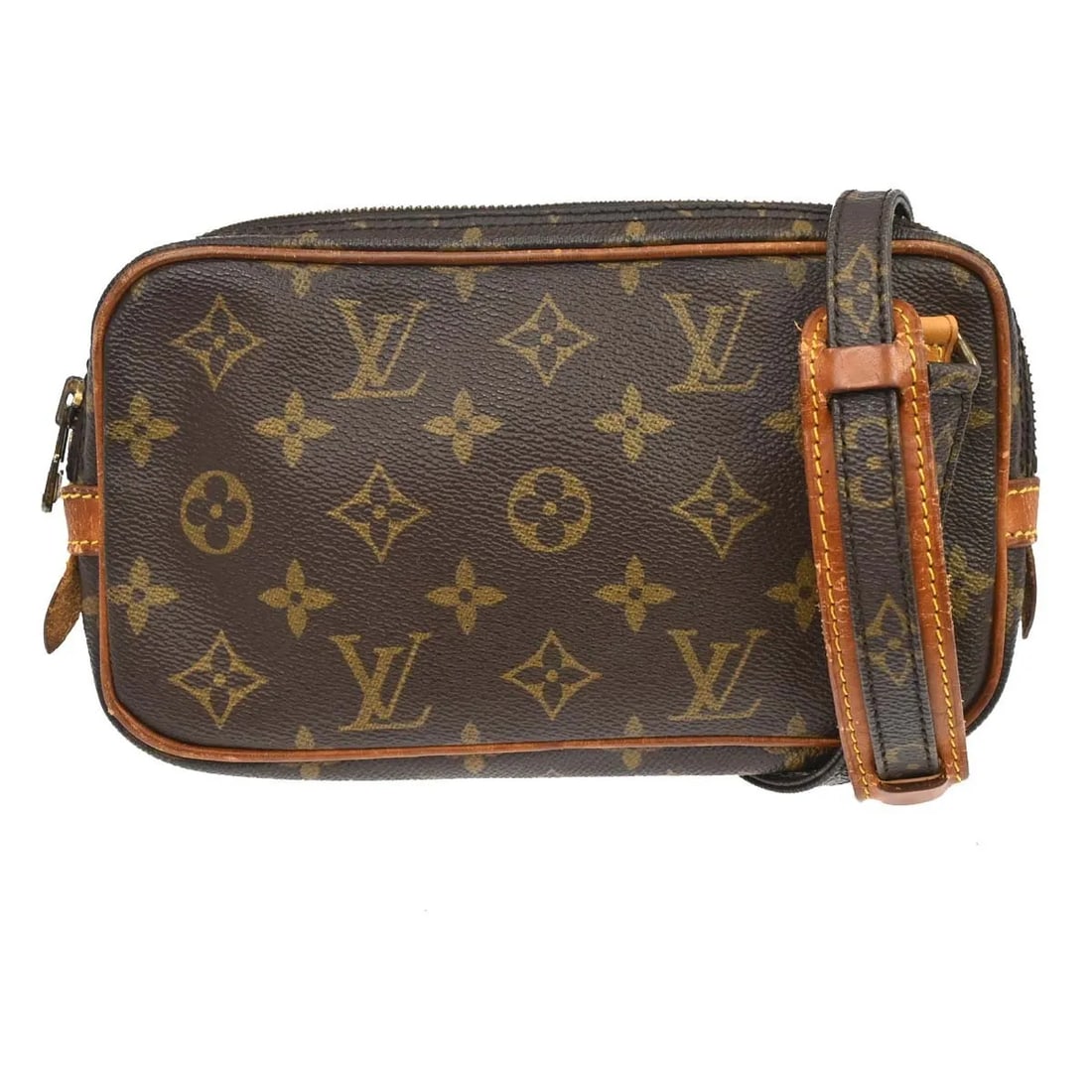 Louis Vuitton Pochette Marly Bandouliere Brown Canvas Shoulder Bag: Louis Vuitton Pochette Marly Bandouliere Brown Canvas Shoulder Bag Louis Vuitton Pochette Marly Bandouliere in brown monogram canvas. This shoulder bag is made in France and shows fair pre-owned condi