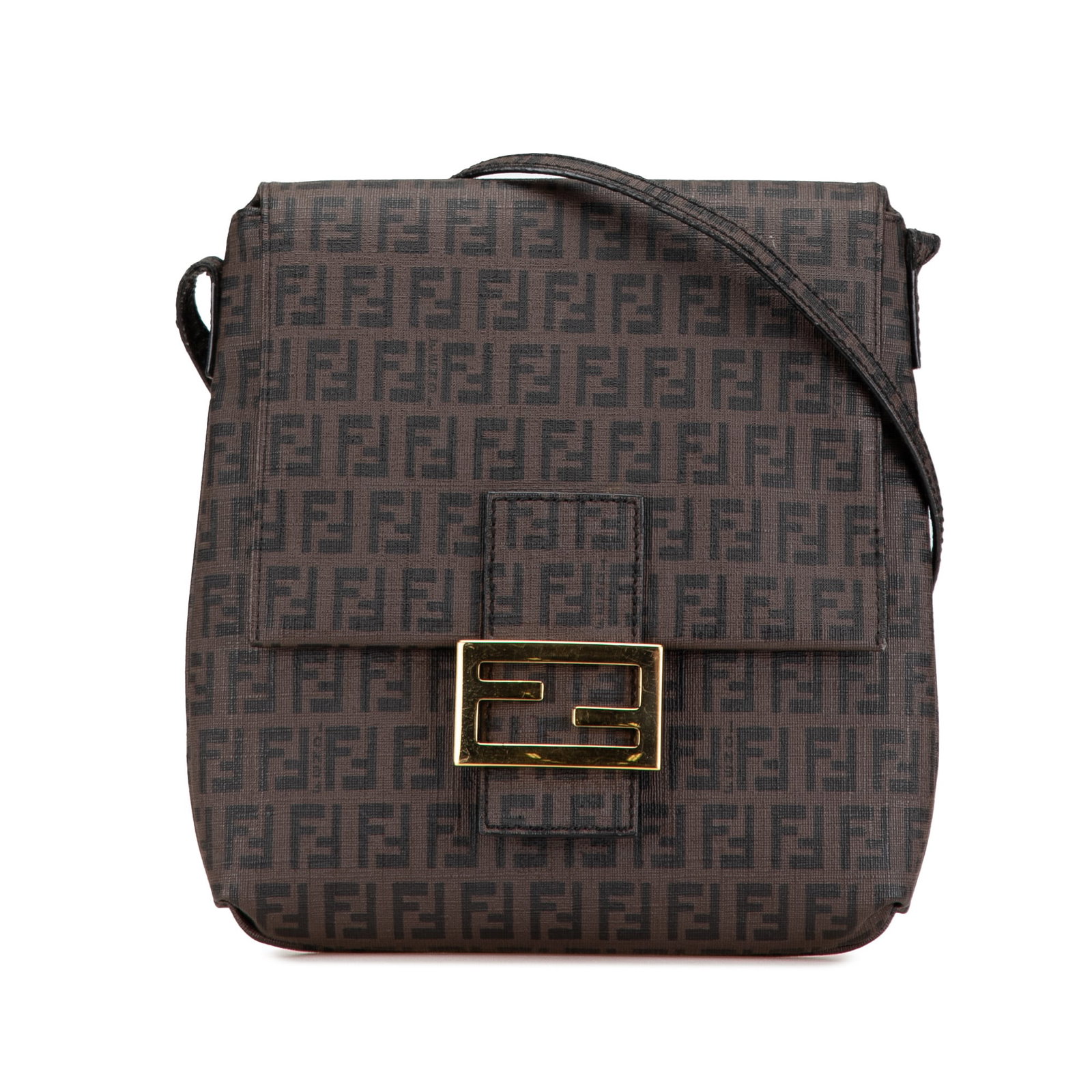 Fendi Zucchino Spalmati Brown Monogram Crossbody Bag: Fendi Zucchino Spalmati Brown Monogram Crossbody Bag This Fendi Zucchino Spalmati Crossbody bag is crafted from coated canvas in a brown hue and features the iconic Fendi monogram pattern. It includes