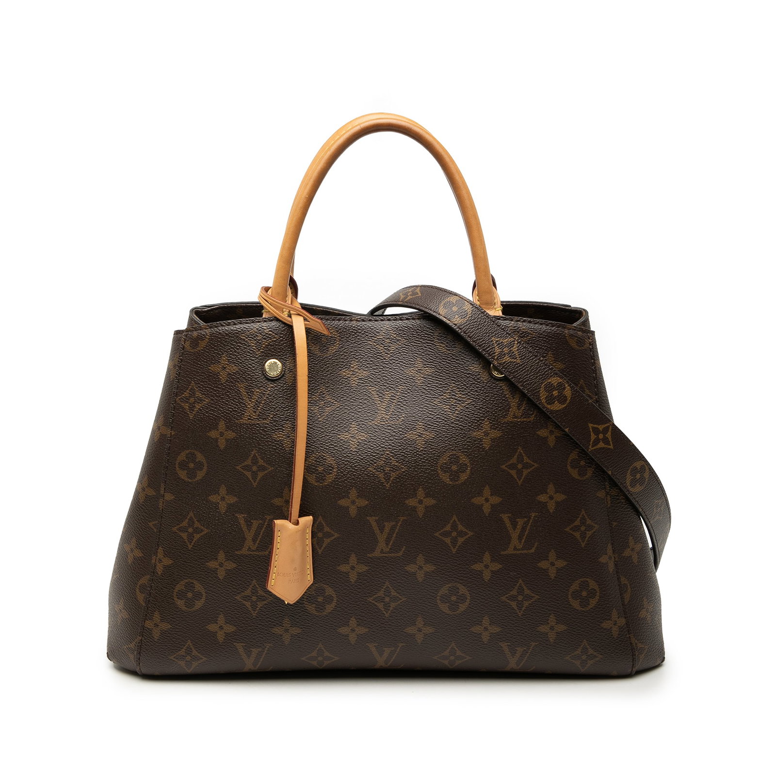 Louis Vuitton Montaigne MM Monogram Canvas Tote Bag: Louis Vuitton Montaigne MM Monogram Canvas Tote Bag This Louis Vuitton Monogram Montaigne MM features a classic monogram canvas body with rolled vachetta leather handles and a detachable flat strap. T