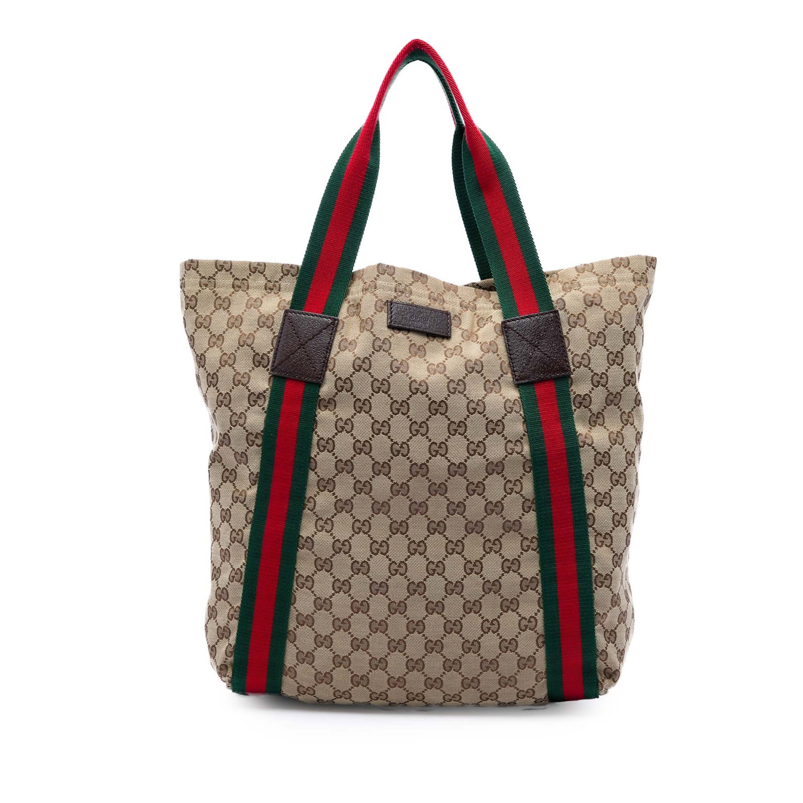 Gucci GG Canvas Tote Bag with Web Straps Beige (1 of 6)