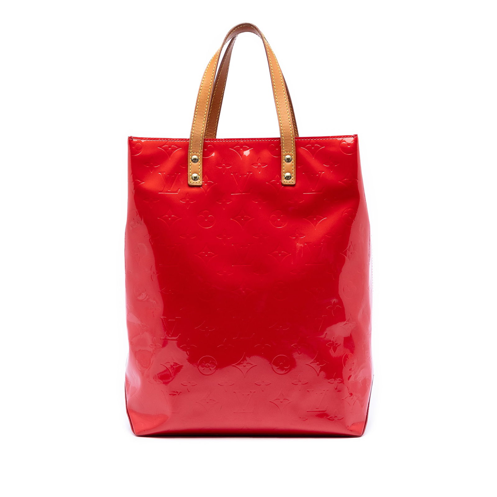 Louis Vuitton Reade MM Monogram Vernis Red Leather Tote (1 of 7)