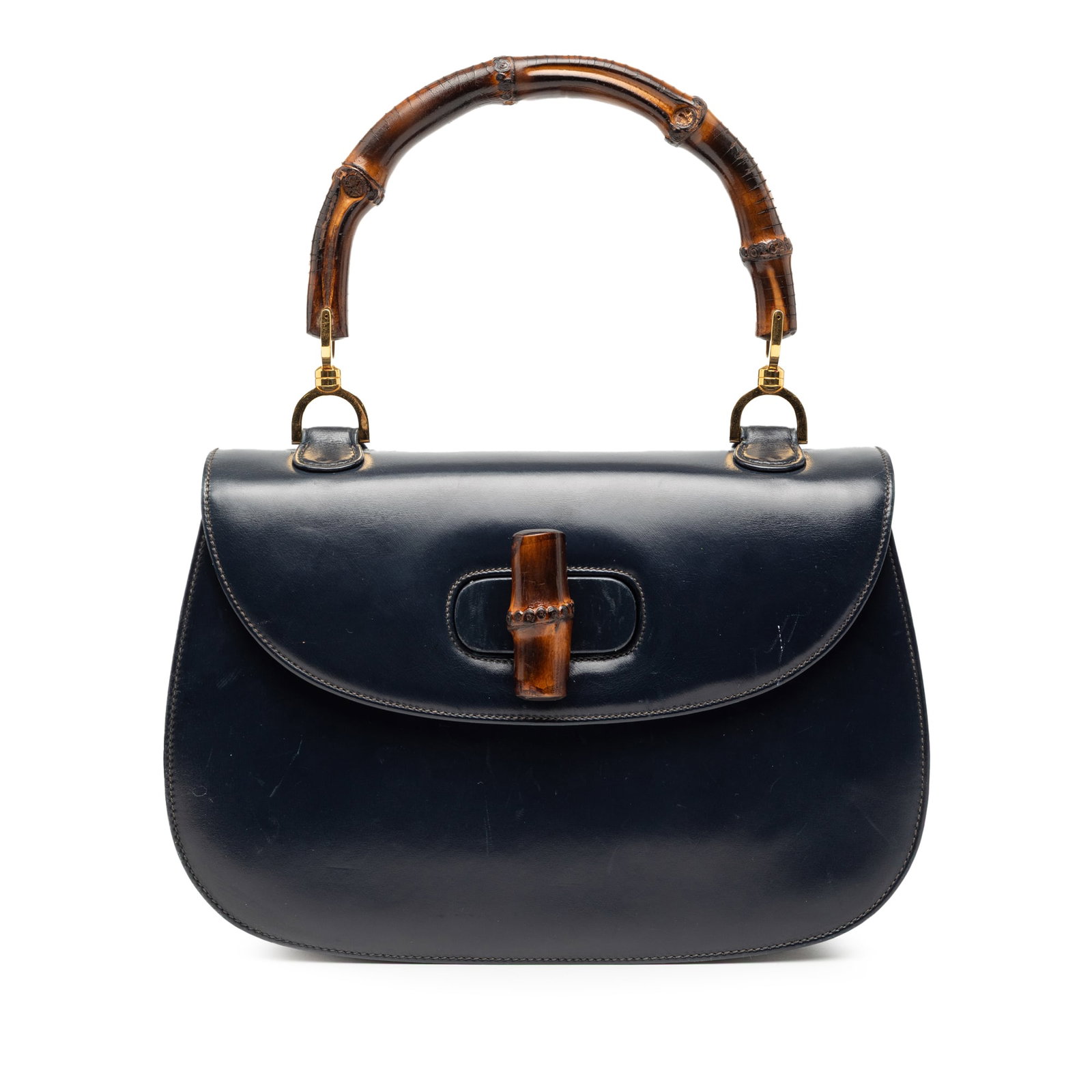 Gucci Bamboo Night calfskin leather bag blue (1 of 8)