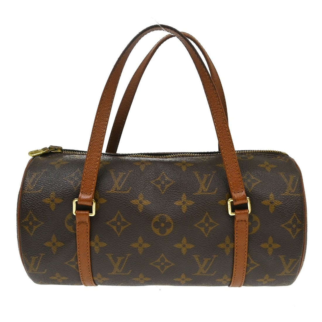 Louis Vuitton Papillon 26 Monogram Canvas Top Handle Bag: Louis Vuitton Papillon 26 Monogram Canvas Top Handle Bag Vintage Louis Vuitton Papillon 26 handbag in brown Monogram canvas with leather trim and double handles. This top handle bag features a zip clo