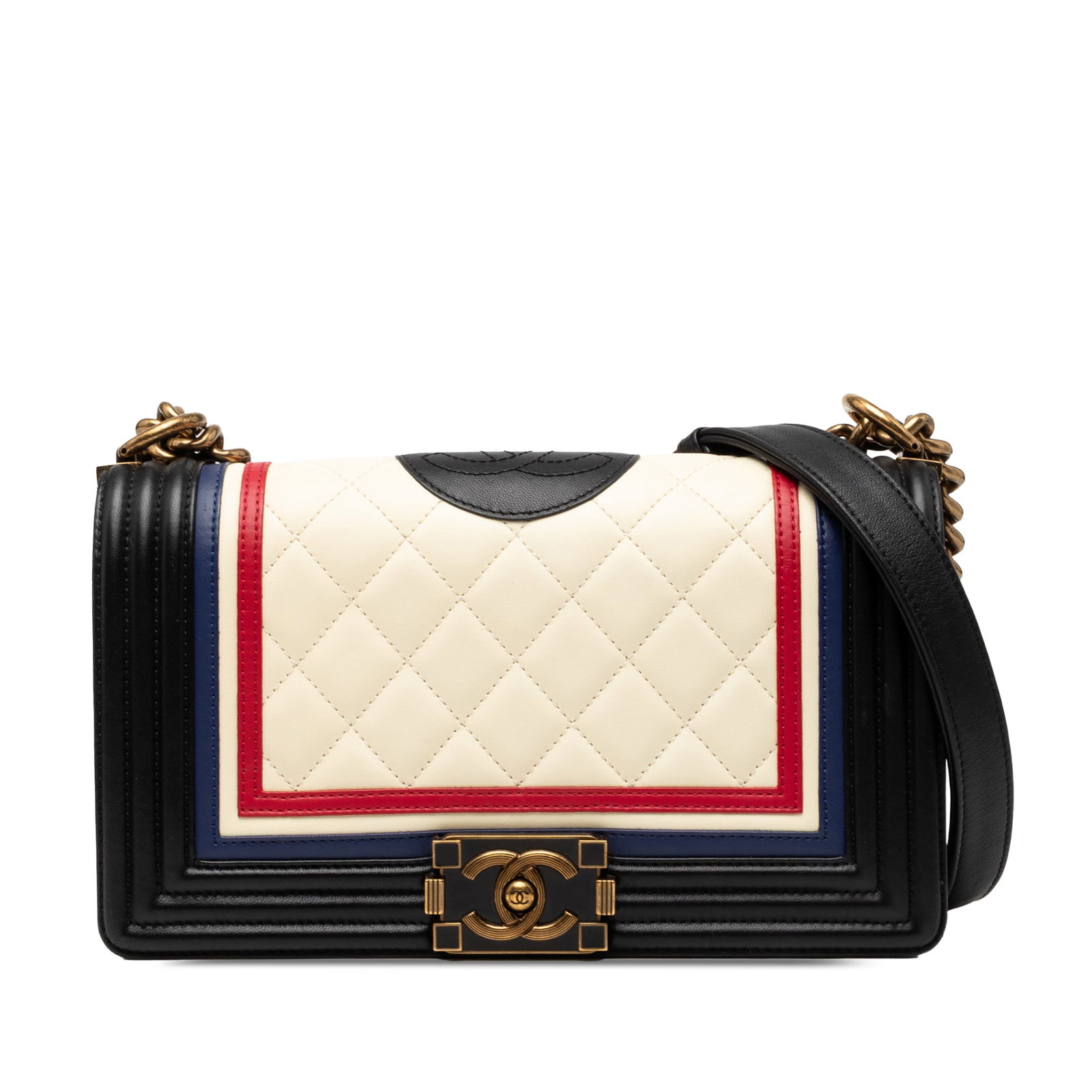 Chanel Boy Flap Old Medium Multicolor Lambskin Crest Bag (1 of 7)