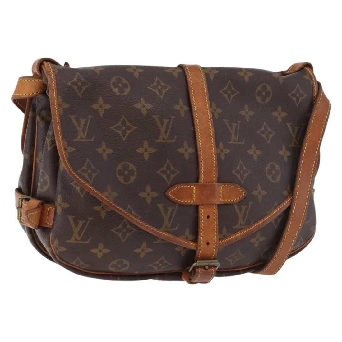 Louis Vuitton Saumur Monogram Canvas Shoulder Bag Brown: Louis Vuitton Saumur Monogram Canvas Shoulder Bag Brown Louis Vuitton Saumur Monogram unisex bag in brown canvas, made in France. The bag is in good condition with light exterior wear and an out-of-sh