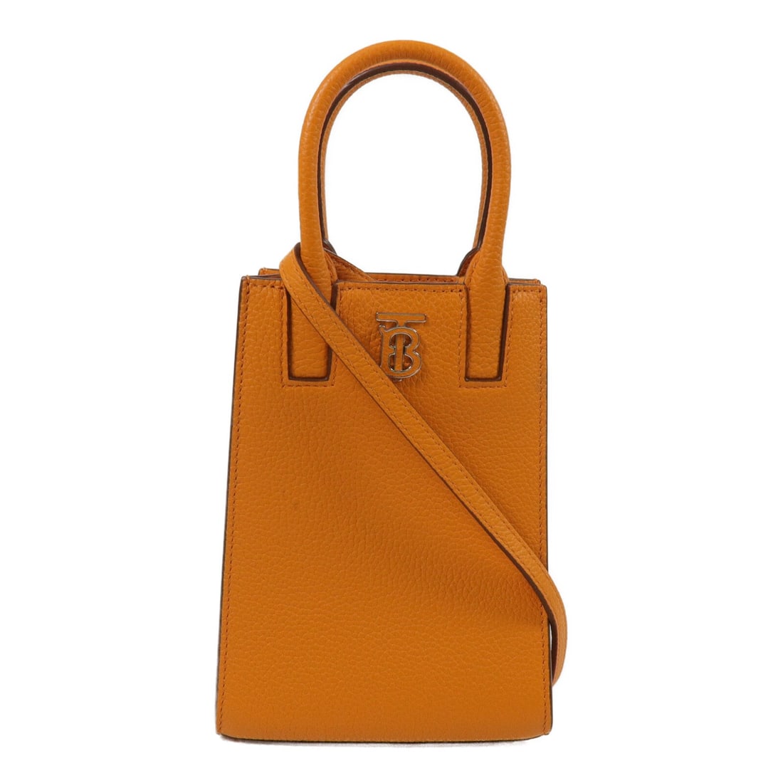 Burberry Phone Tote 2Way Shoulder Bag Orange Calfskin Leather (1 of 15)