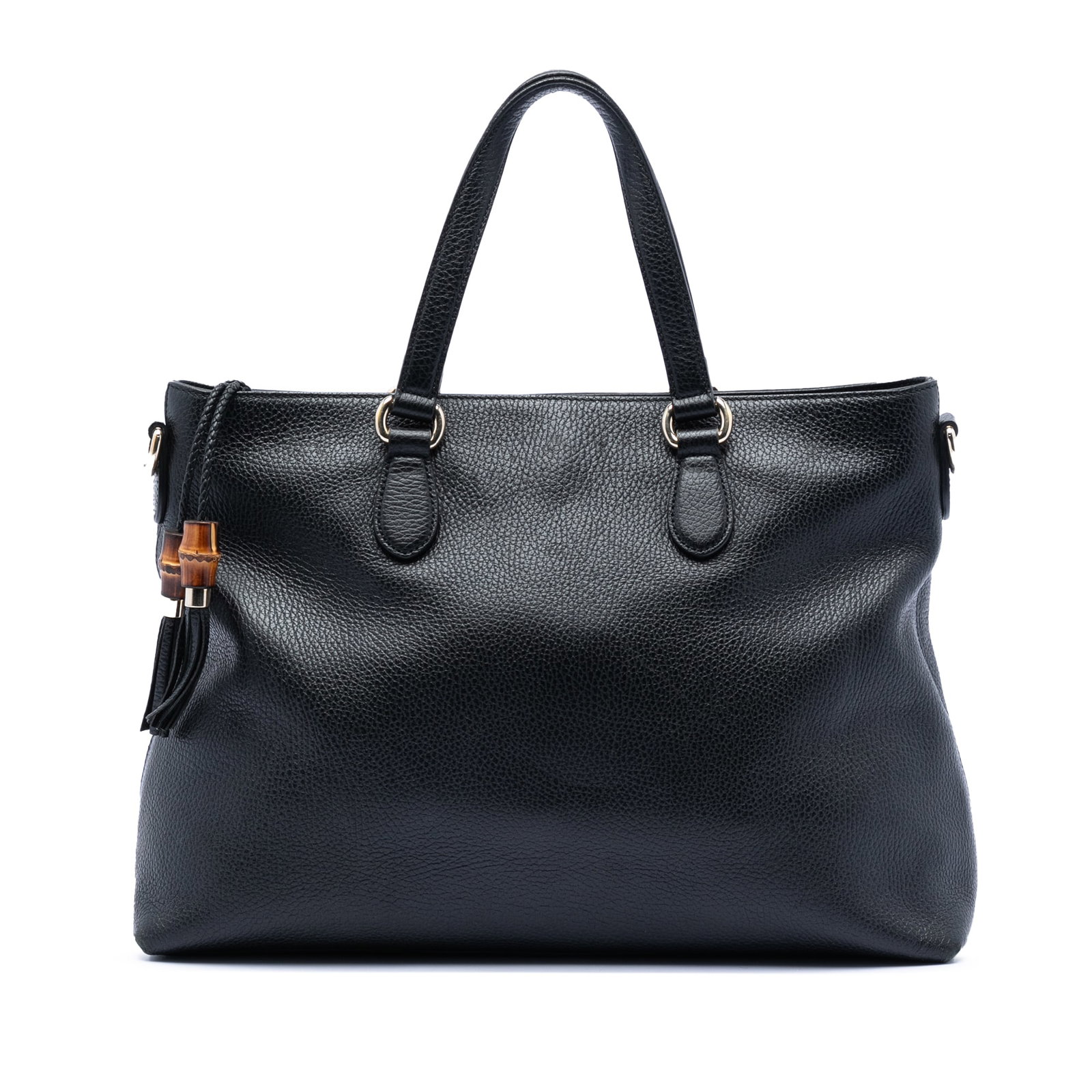 Black Leather Satchel with Bamboo Tassel by Gucci (1 of 7)