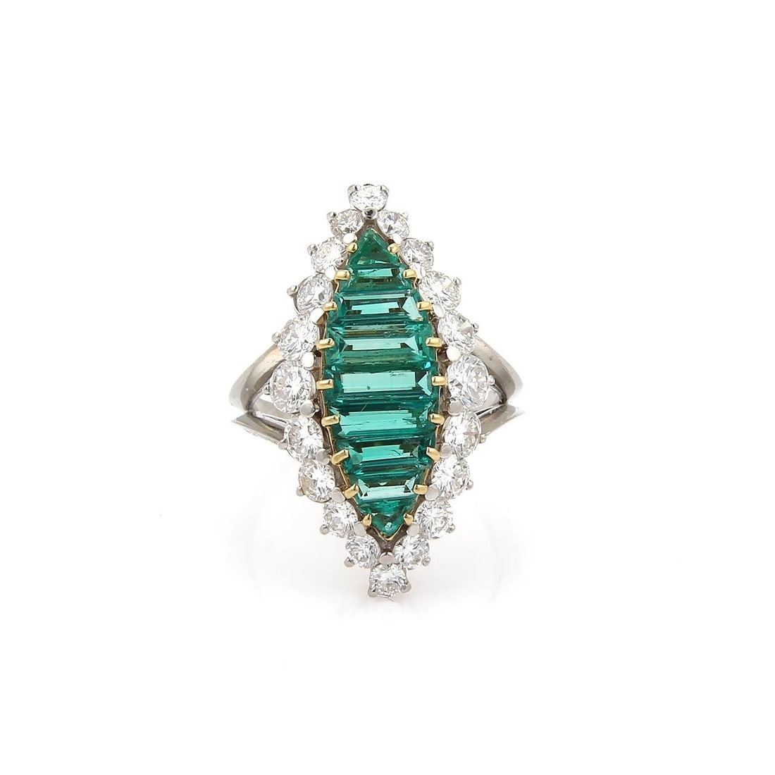 Estate Platinum Yellow Gold Cocktail Ring with Gemstones and Diamonds (1 of 4)