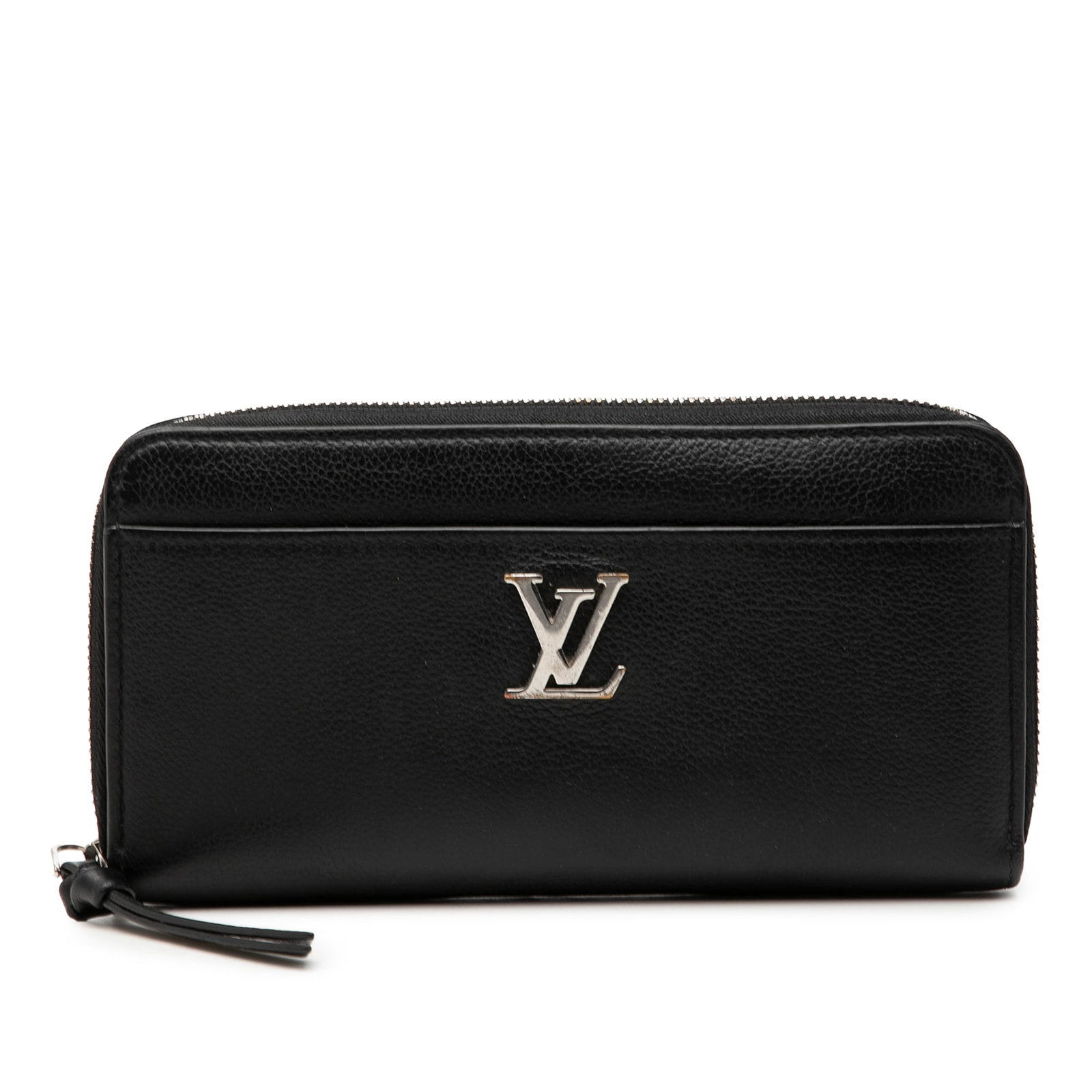 Louis Vuitton black leather zip wallet Lockme Zippy: Louis Vuitton black leather zip wallet Lockme Zippy This Louis Vuitton Lockme Zippy Wallet is crafted from black leather and features a zip-around closure for secure storage. The design includes an ex