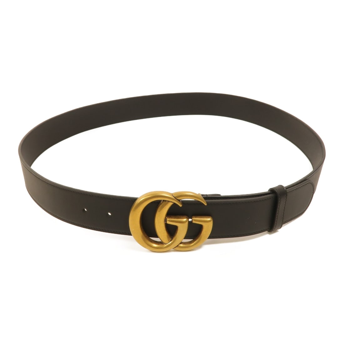 GUCCI Marmont 397660 calfskin belt black 115cm GG buckle: GUCCI Marmont 397660 calfskin belt black 115cm GG buckle A Gucci GG Marmont belt in black calfskin leather with GG hardware. It is model 397660 and includes storage bags. The belt is marked size 115 a
