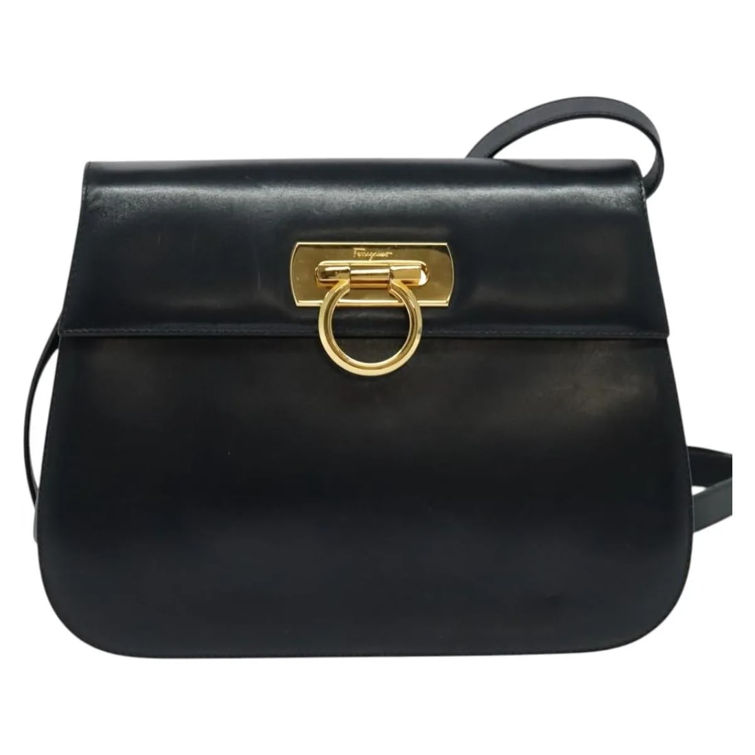 Salvatore Ferragamo Gancini Navy Leather Shoulder Bag (1 of 18)