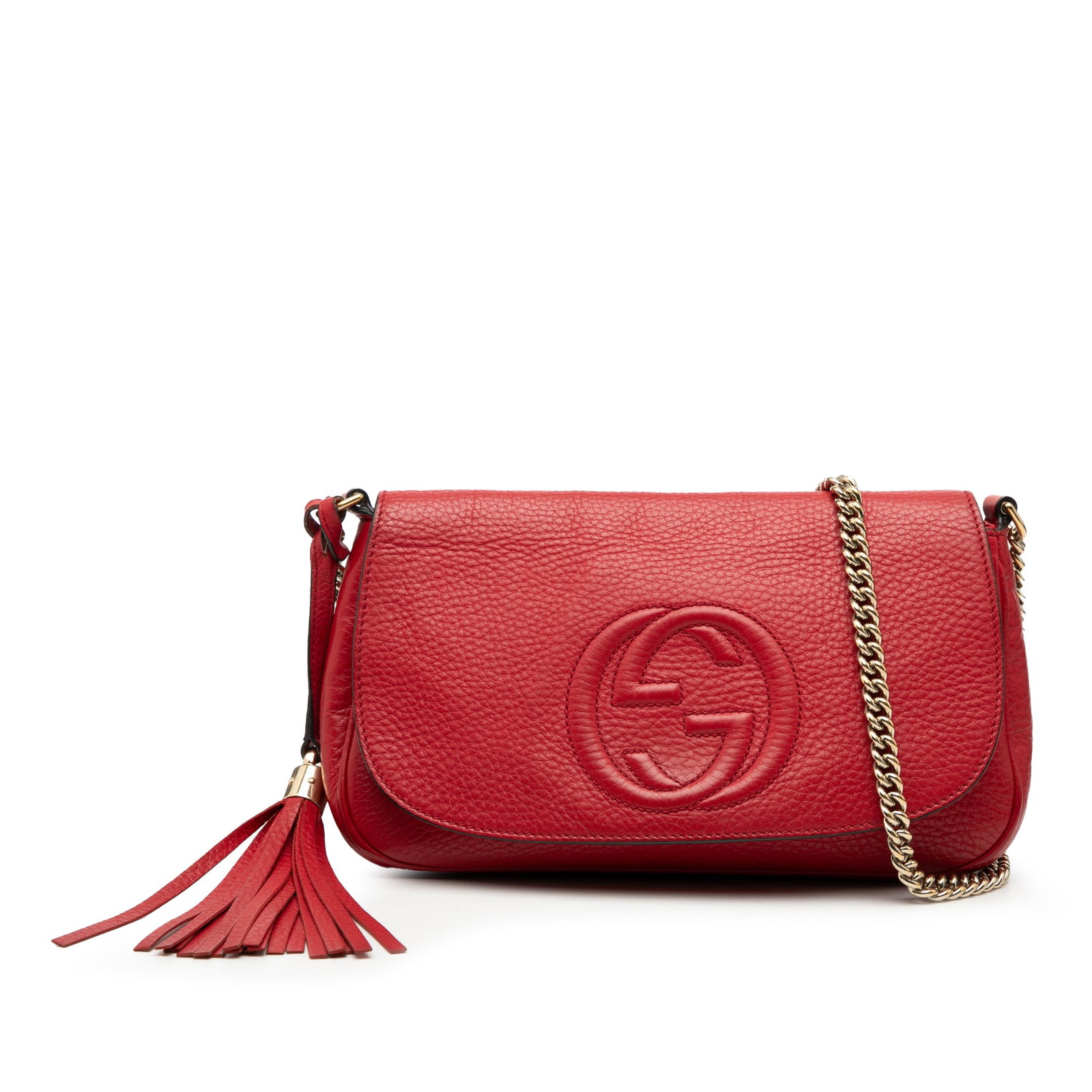 Red Leather Gucci Soho Medium Chain Flap Crossbody Shoulder Bag (1 of 7)