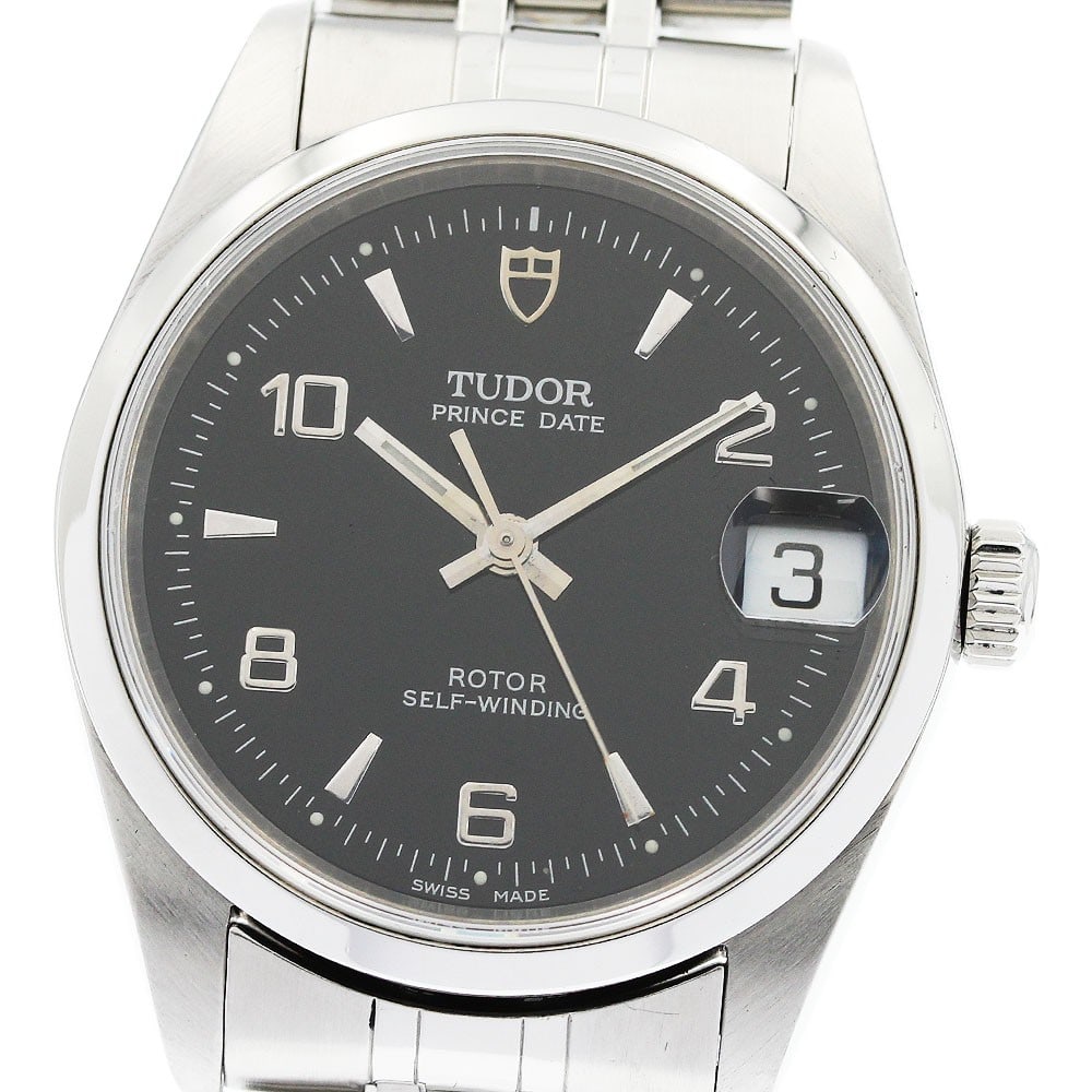 TUDOR Prince Date 72000 automatic stainless steel wristwatch: TUDOR Prince Date 72000 automatic stainless steel wristwatch TUDOR Prince Date automatic wristwatch, reference 72000, with a black dial and date function. This pre-owned Swiss-made watch is presented 