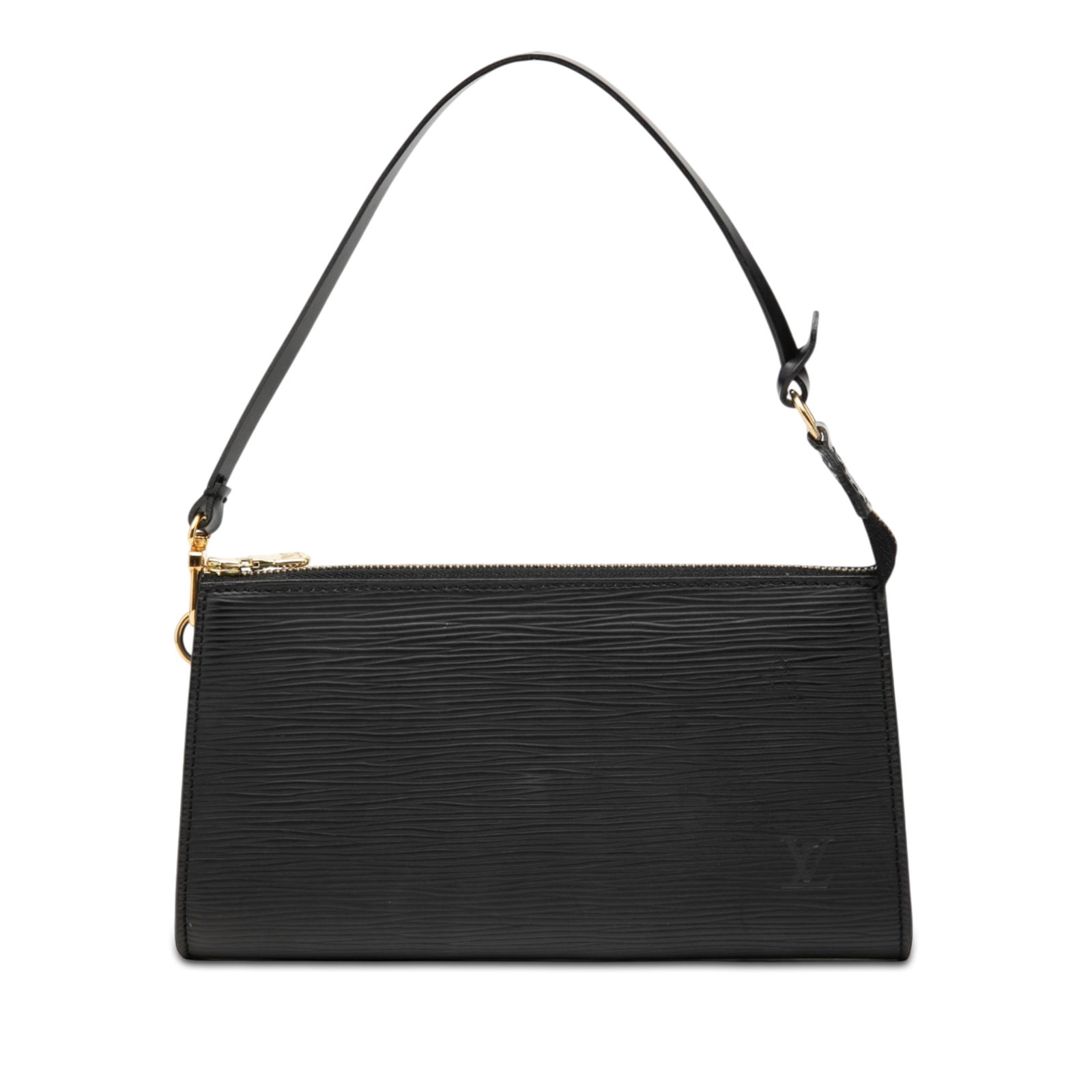 Louis Vuitton Epi Pochette Accessoires Black Leather Shoulder Bag: Louis Vuitton Epi Pochette Accessoires Black Leather Shoulder Bag Louis Vuitton Epi Pochette Accessoires bag in black epi leather, featuring a detachable flat shoulder strap and a top zip closure. Mad